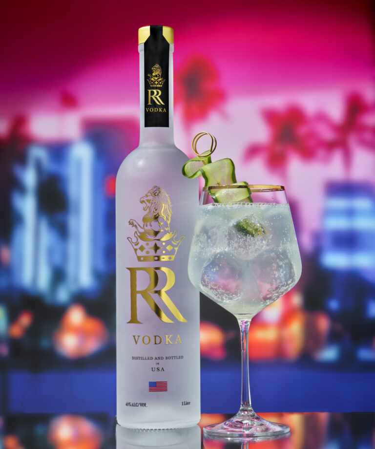 RR Vodka bottle and cucumber cocktail inspired by Miami nightlife